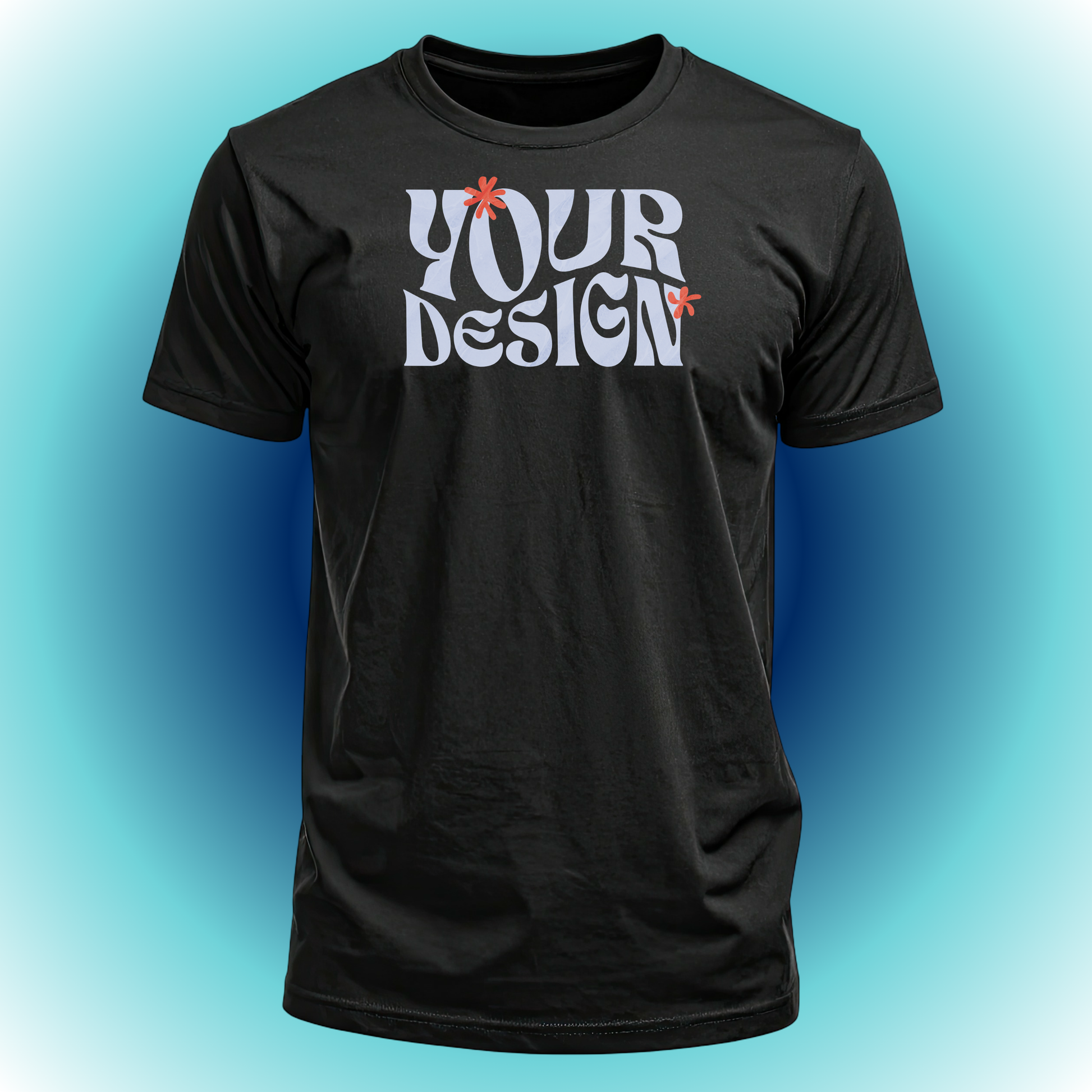 Custom DTF printed t-shirt with your design - Gildan Heavy Cotton - front view black shirt - Mabuhay Designs Jacksonville NC
